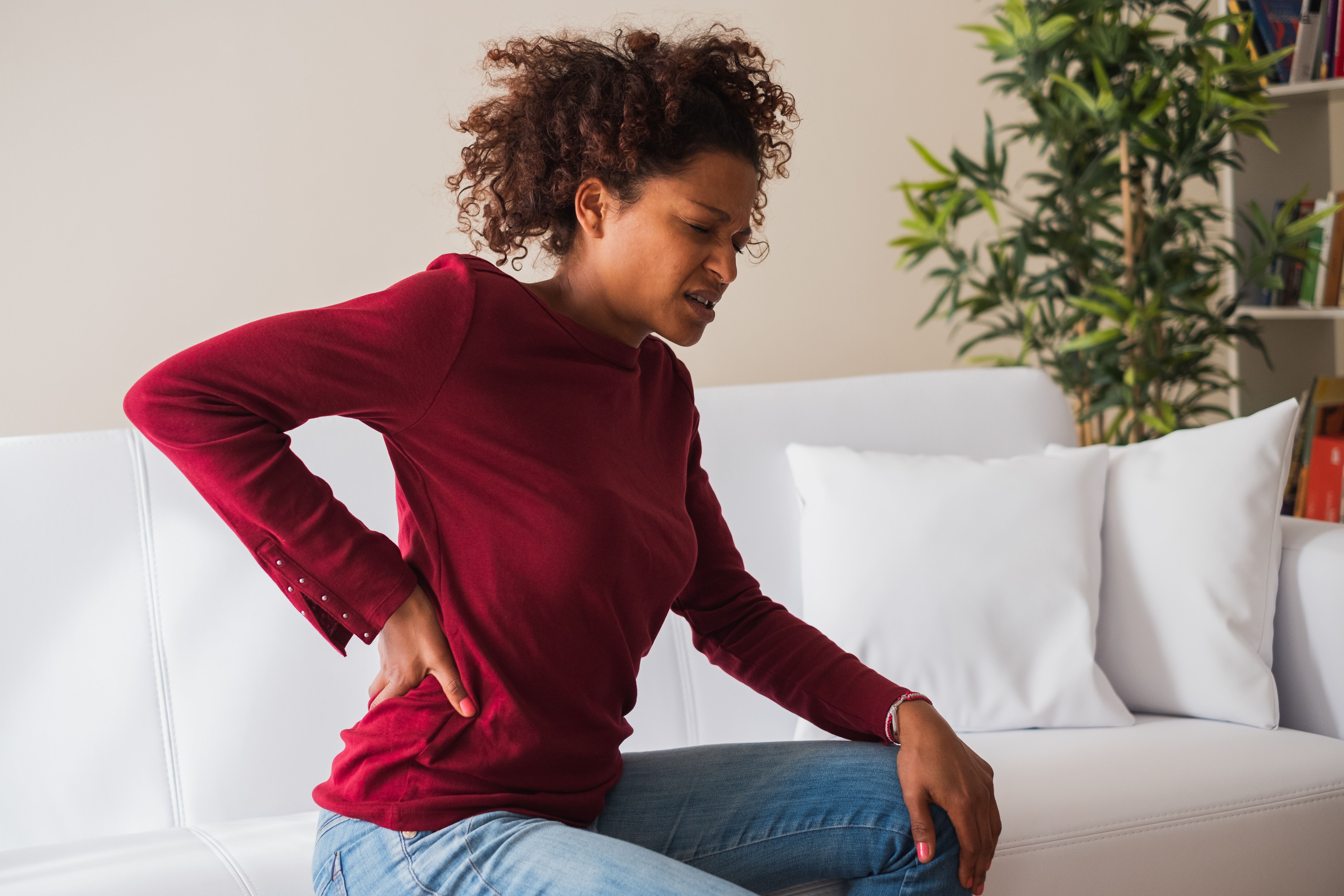 woman with hurt back